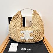 Okify Celine Classic Panier Hobo Bag In Raffia And Calfskin - White - 1