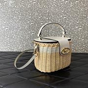 	 Okify Vlogo Signature Wicker Vanity Bag White 19x13.5x13cm - 4