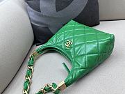 Okify Small Hobo Bag Shiny Lambskin & Gold Plated Metal Green - 3