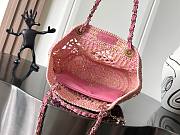 Okify Chanel Small Tote Raffia Effect Braided & Gold-Tone Metal Beige & Pink - 2