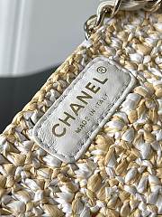 	 Okify Chanel Small Tote Raffia Effect Braided & Gold-Tone Metal Beige & White - 3