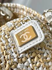 	 Okify Chanel Small Tote Raffia Effect Braided & Gold-Tone Metal Beige & White - 2