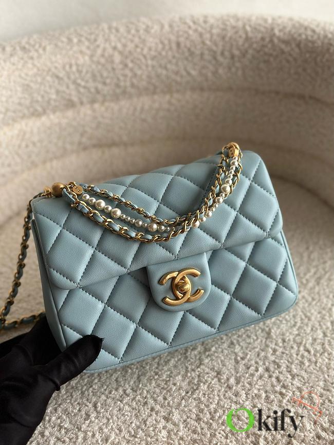 Okify Chanel Flap Mini Blue 14.5x19.5x7.5cm - 1