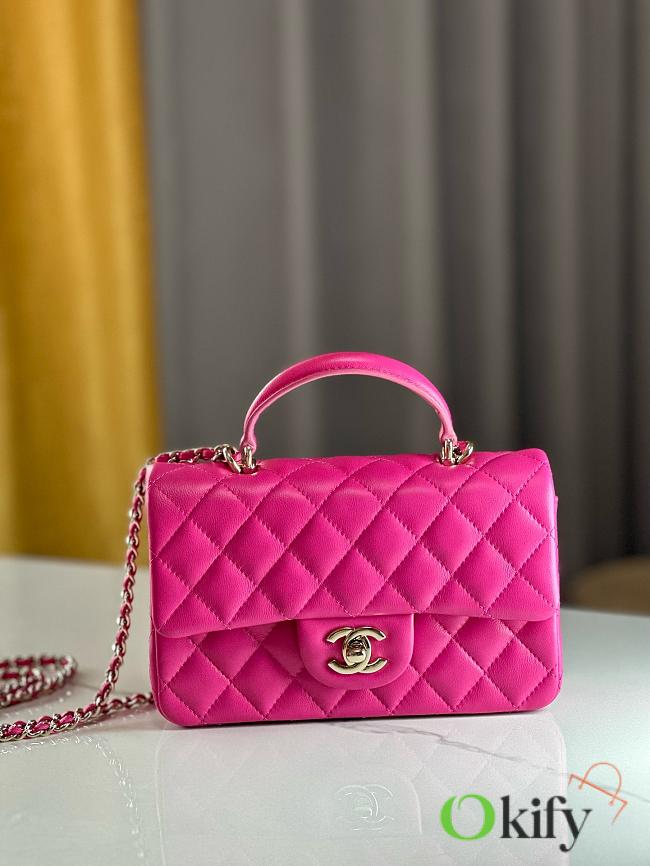 Okify Chanel Mini Flap Handle Pink  20×6x13cm - 1