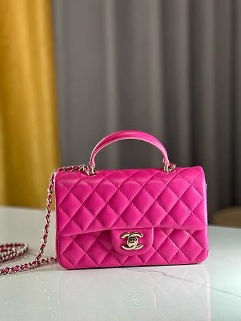 Okify Chanel Mini Flap Handle Pink  20×6x13cm