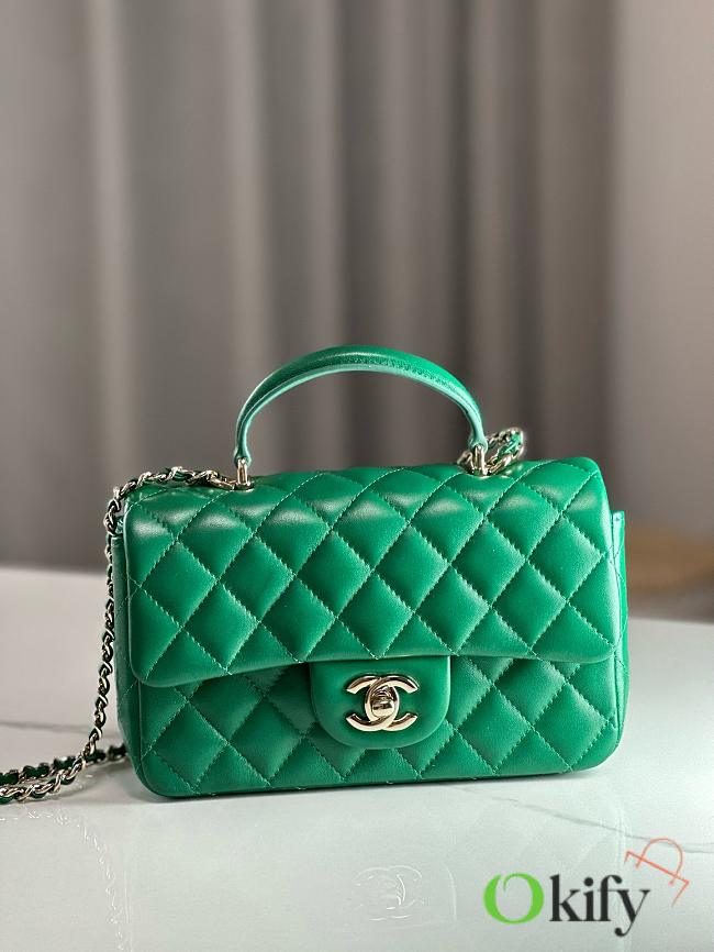 Okify Chanel Mini Flap Handle green 20×6x13cm - 1