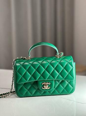 Okify Chanel Mini Flap Handle green 20×6x13cm