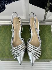 Okify Gucci Women Slingback Pum Silver Size 35-39 - 1