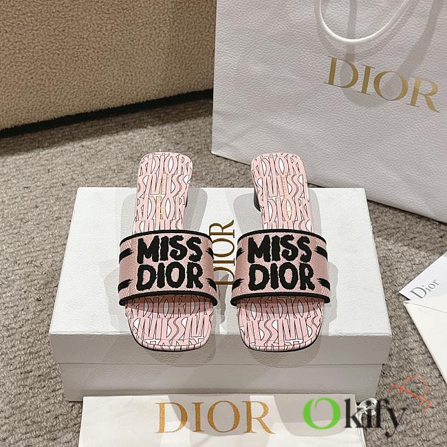 Okify Dway Heeled Slide Pale Pink Miss Dior Allover Motif - 1