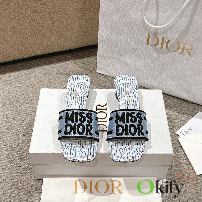 	 Okify Dway Heeled Slide Pale Blue Miss Dior Allover Motif - 1