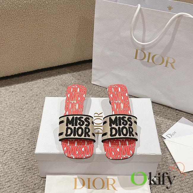 	 Okify Dway Heeled Slide Pale Dark Pink Miss Dior Allover Motif - 1