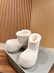 Okify Balenciaga Women's Alaska Fur High Boot In White Low - 2