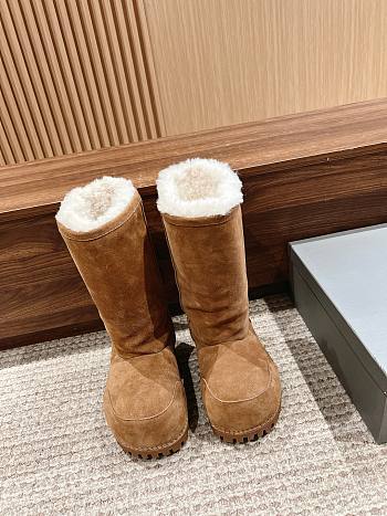 	 Okify Balenciaga Women's Alaska Fur High Boot In Brown High