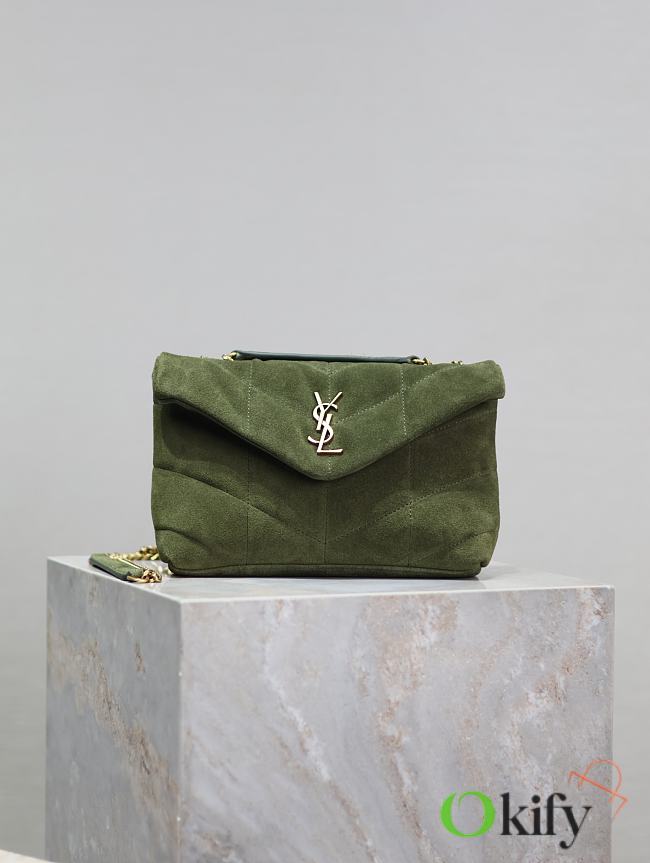 Okify YSL Loulou Puffer Green Velvet Mini 23×15.5×8.5cm - 1