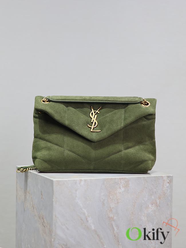 Okify YSL Loulou Puffer Green Velvet 29x17x11cm - 1