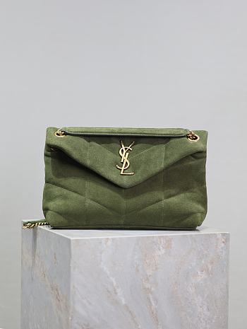 Okify YSL Loulou Puffer Green Velvet 29x17x11cm