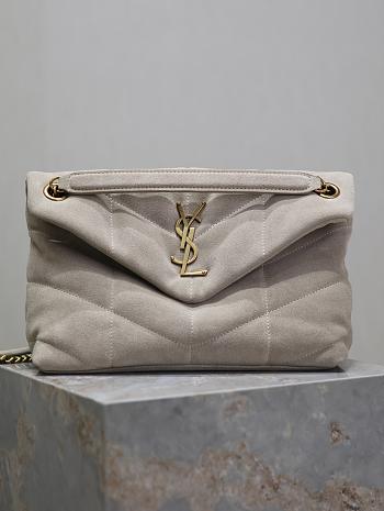 	 Okify YSL Loulou Puffer Grey Velvet 29x17x11cm