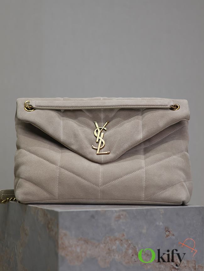 	 Okify YSL Loulou Puffer Grey Velvet 35x23x13.5 - 1