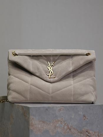 	 Okify YSL Loulou Puffer Grey Velvet 35x23x13.5