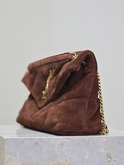 	 Okify YSL Loulou Puffer Brown Velvet 29x17x11cm - 3