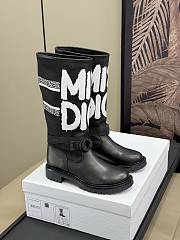 Okify D-Major BootTechnical Fabric with White Miss Dior Graffiti Print and Black Calfskin - 1