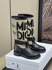 Okify D-Major Boot Warm Taupe Technical Canvas with Black Miss Dior Graffiti Print and Black Calfskin - 1