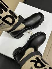 Okify D-Major Boot Warm Taupe Technical Canvas with Black Miss Dior Graffiti Print and Black Calfskin - 4