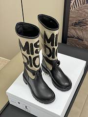 Okify D-Major Boot Warm Taupe Technical Canvas with Black Miss Dior Graffiti Print and Black Calfskin - 3