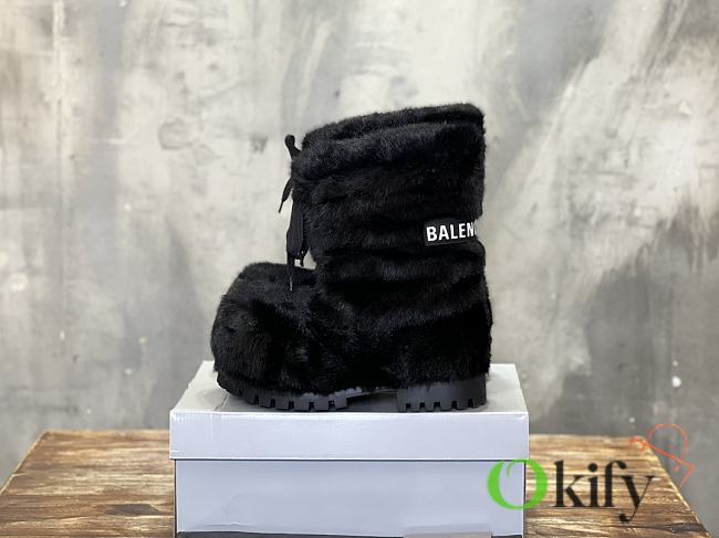 Okify Women's Black Alaska faux fur snow boots  - 1