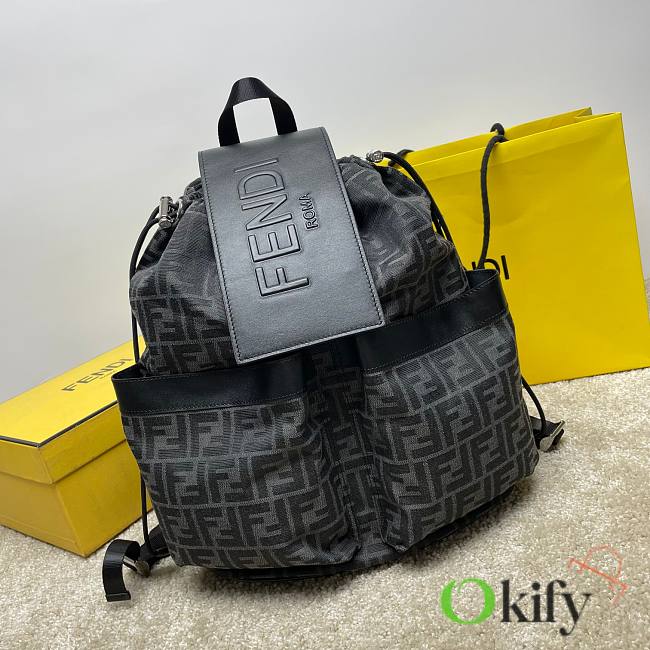 Okify Jacquard Fendi Strike Medium Black back pack 31X16X36 - 1