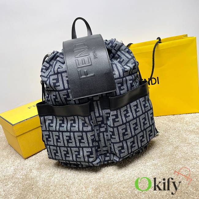 	 Okify Jacquard Fendi Strike Medium Blue back pack 31X16X36 - 1