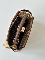 Okify Fendi Peekaboo Mini Brown leather and macramé bag 23x11x18 - 3