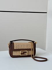 Okify Baguette Brown leather and macramé bag 20x5x13 - 1