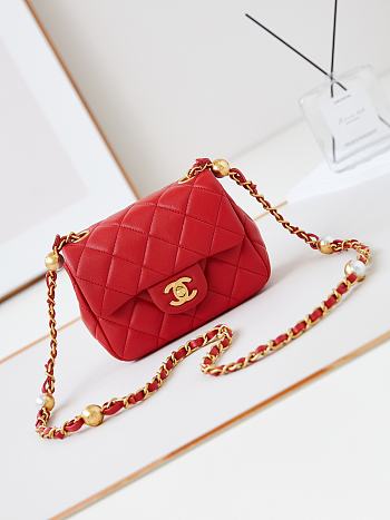 Okify Chanel Classic Flap Bag Red 13-18-7 cm