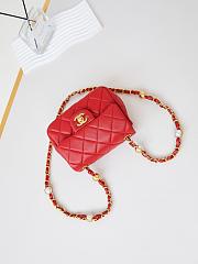 Okify Chanel Classic Flap Bag Red 13-18-7 cm - 4