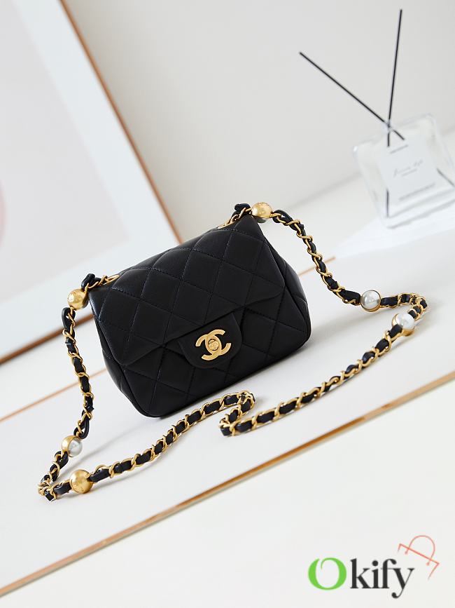 Okify Chanel Classic Flap Bag Black 13-18-7 cm - 1