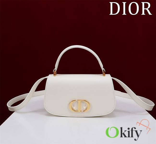 Okify Dior Small 30 Montaigne Avenue Top Handle Bag White 19×9×8cm - 1