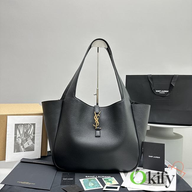 Okify YSL LE 5 À 7 bea in grained leather Black 33x28x14 cm  - 1