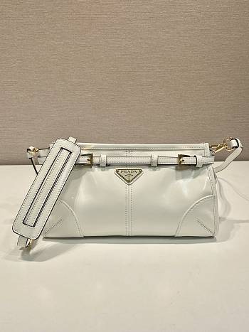 Okify Prada Small Leather Shoulder Bag White 26x14x12cm