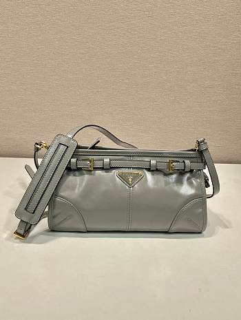 Okify Prada Small Leather Shoulder Bag Grey 26x14x12cm