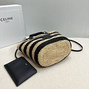 Okify Celine Striped Couffin Classic Panier in Raffia And Calfskin 21.5x22x13cm - 4