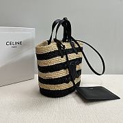 Okify Celine Striped Couffin Classic Panier in Raffia And Calfskin 21.5x22x13cm - 2