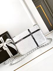 Okify Small Chanel Sequins Flap Bag White 20*13*6cm - 3