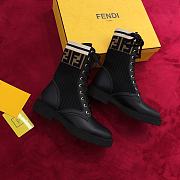 Okify Fendi Rockoko Black leather biker boots with stretch fabric  - 1