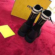 Okify Fendi Rockoko Black leather biker boots with stretch fabric  - 3