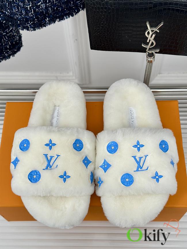 Okify Louis Vuitton Slipper Fur Blue - 1