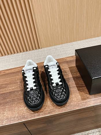 Okify Chanel Calfskin & Suede Calfskin Trainers Black