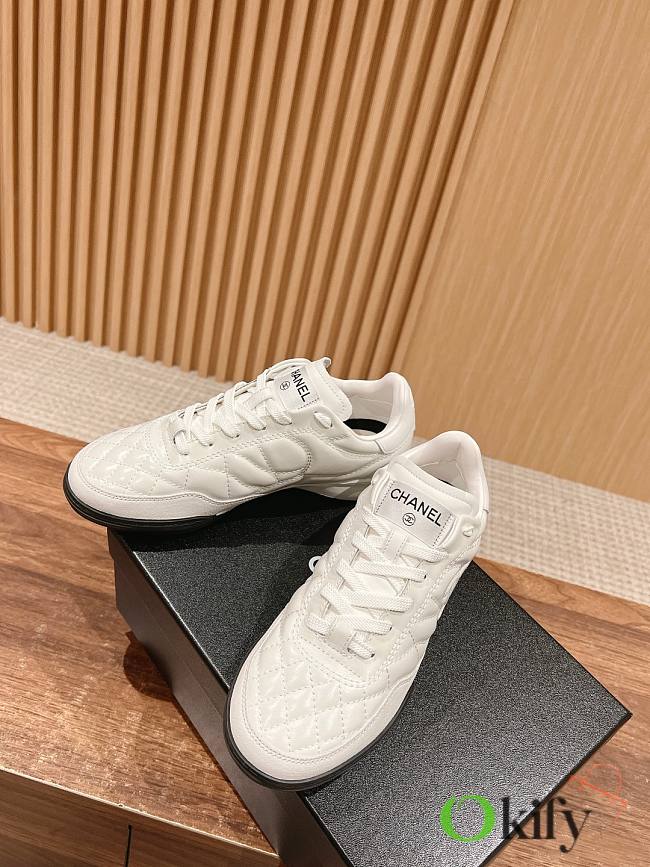 Okify Chanel Calfskin & Suede Calfskin Trainers White - 1