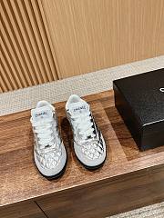 Okify Chanel Calfskin & Suede Calfskin Trainers Silver - 1