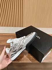 Okify Chanel Calfskin & Suede Calfskin Trainers Silver - 3